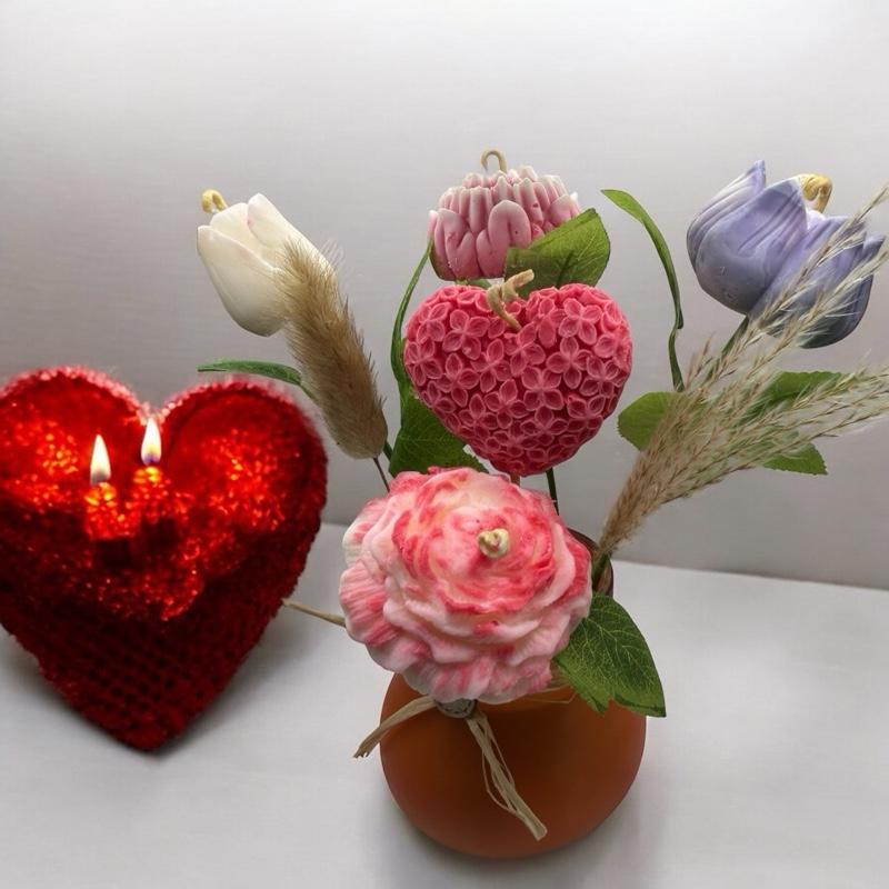 Candle Flowers with Vase - Unique Gift Candle Melts for Valentine's Day -