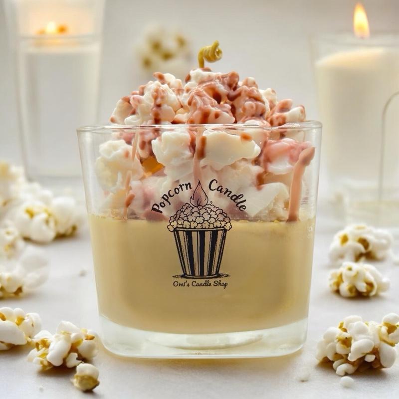 Popcorn Candle - Unique Candle with Real Popcorn Scent, Decorative