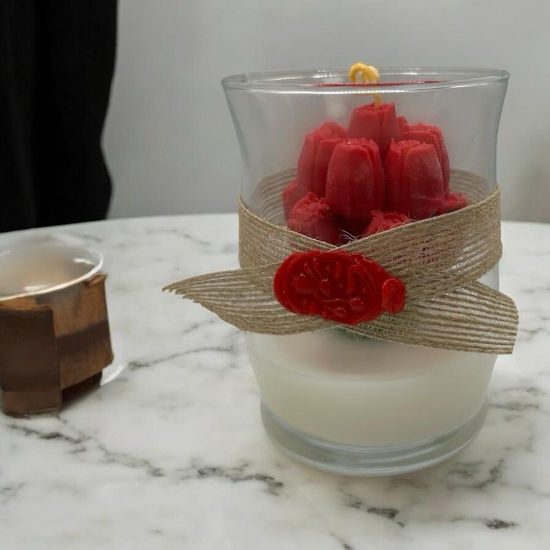 Rose Candle - Long Burn Time, Scented Like Roses, Decorative Design,