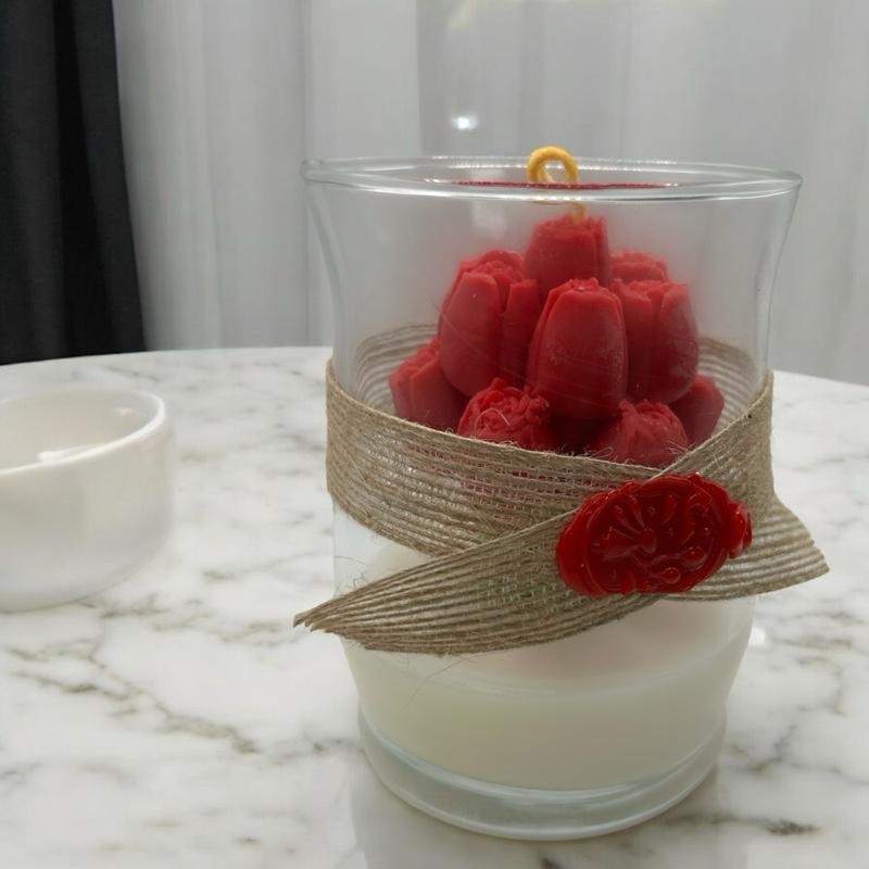 Rose Candle - Long Burn Time, Scented Like Roses, Decorative Design,
