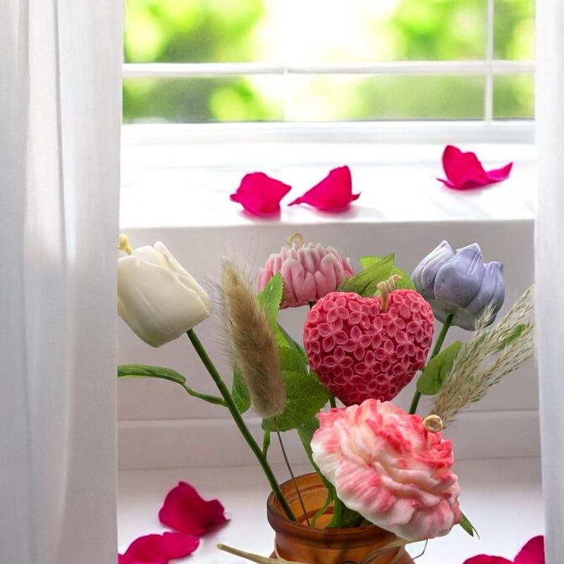 Candle Flowers with Vase - Unique Gift Candle Melts for Valentine's Day -
