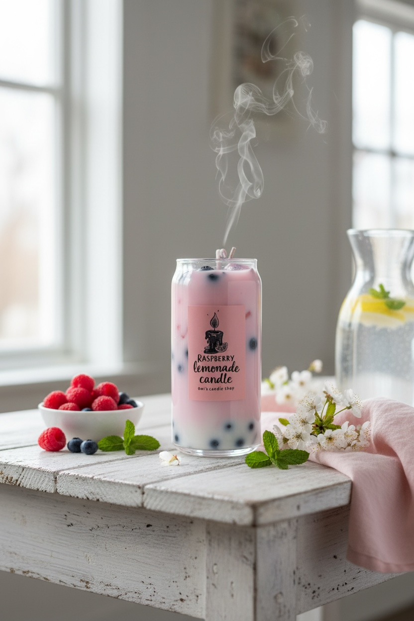 Raspberry Lemonade Boba Candle