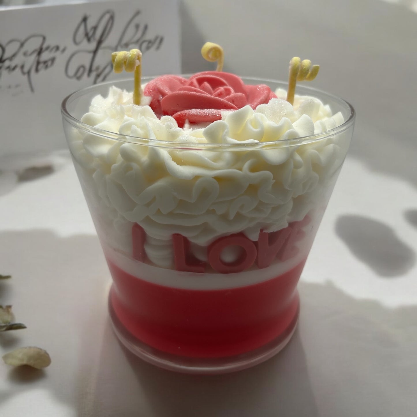 Mothers day candle- spells I love you
