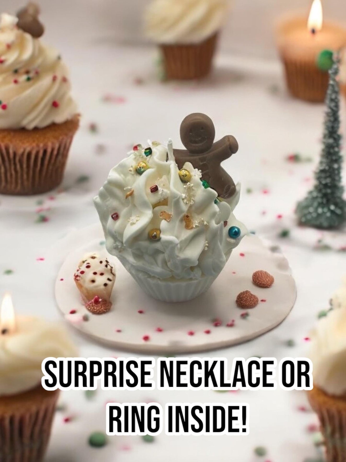 Cupcake candles with surprise ring or necklace inside!