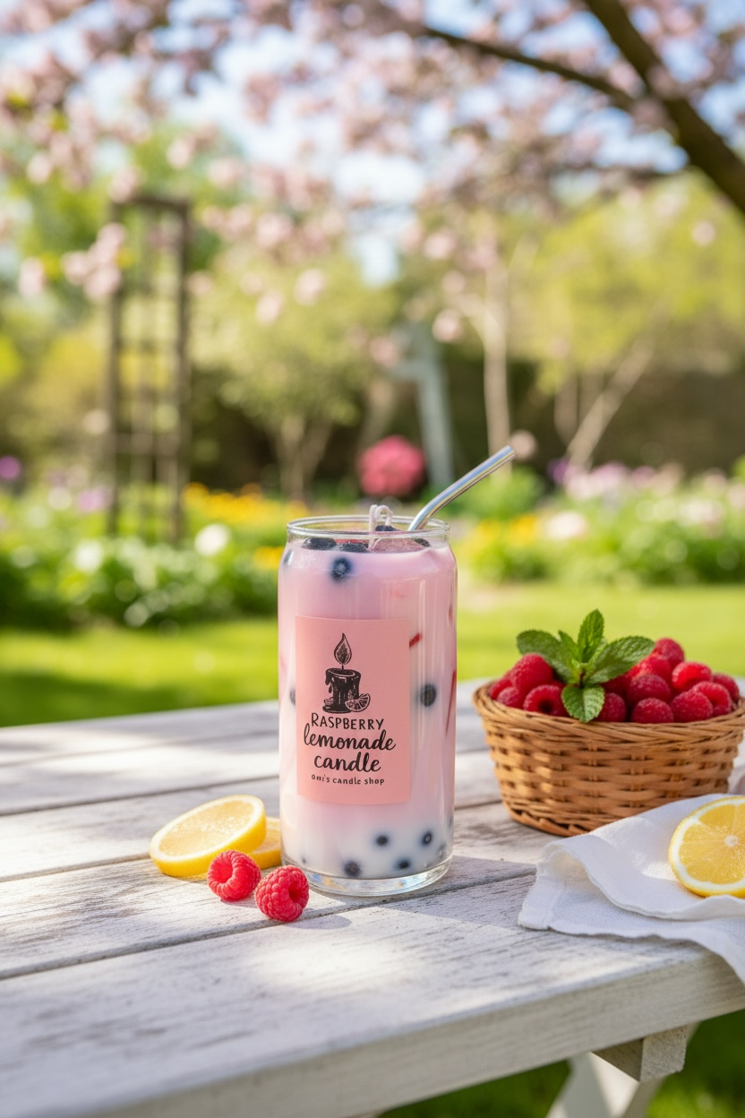 Raspberry Lemonade Boba Candle