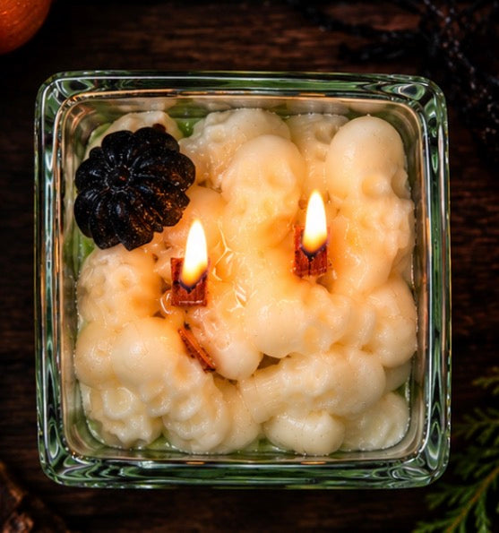 Halloween Haunted Woods Scented Candle with Mahogany Teakwood Fragrance, Long-Lasting Burn Pertume Aroma, Home Decor - Gifting 8 oz