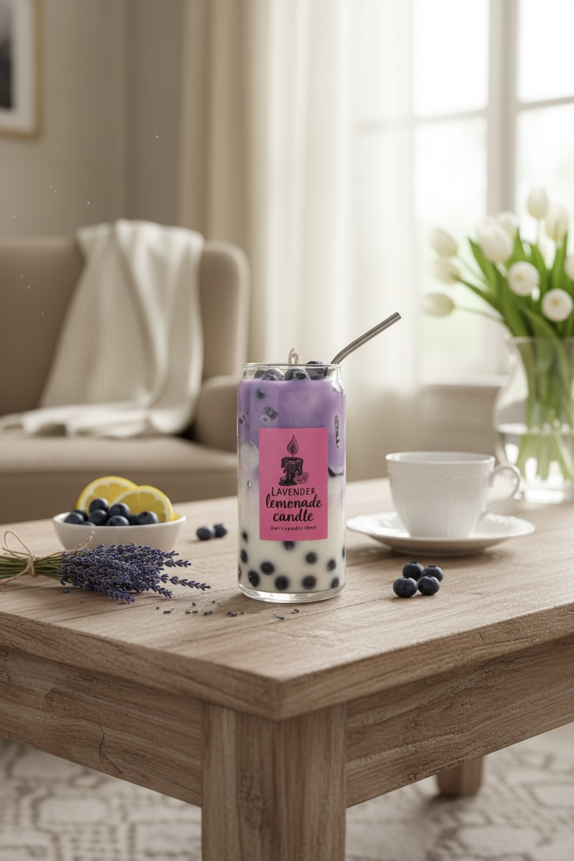 Lavender Lemonade Boba Candle
