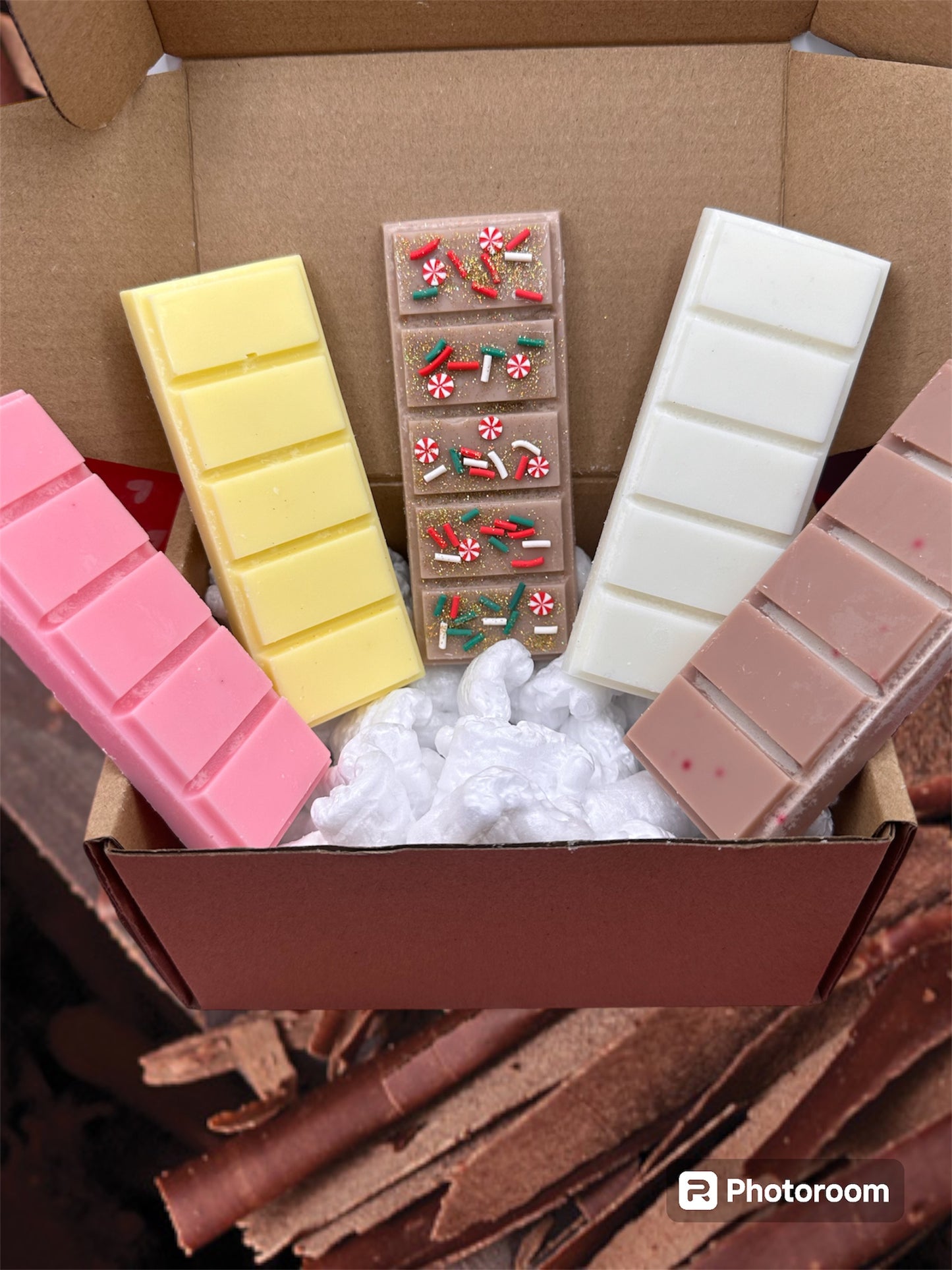 Chocolate bar candle melts assortment of 5 all scents