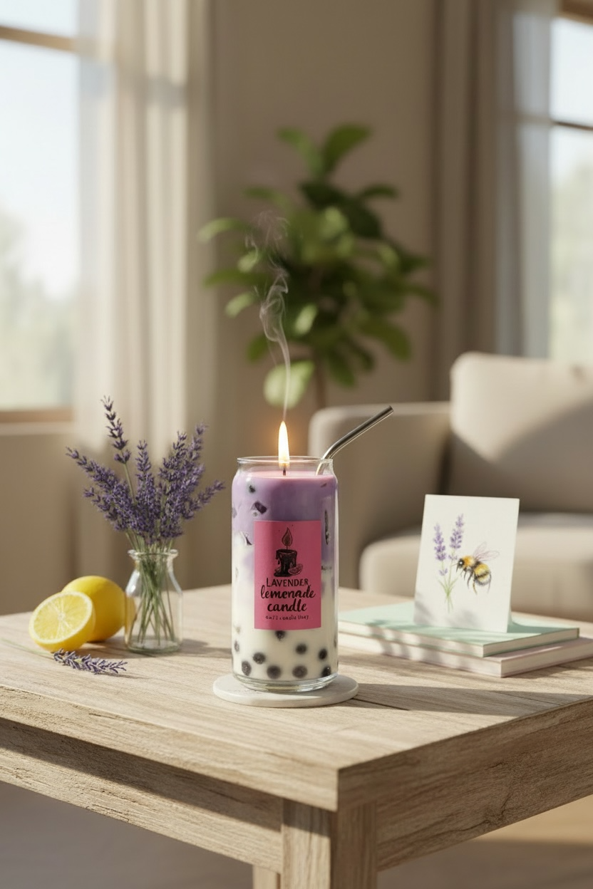 Lavender Lemonade Boba Candle