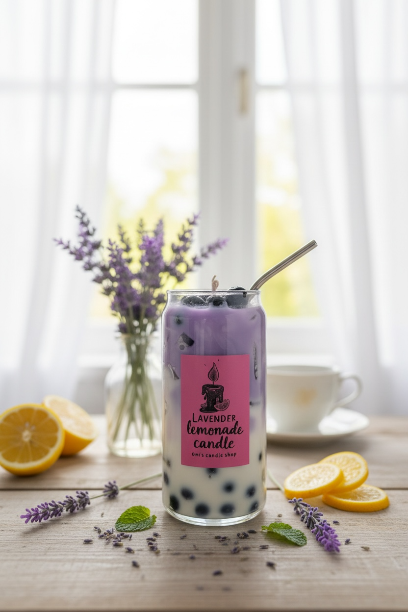 Lavender Lemonade Boba Candle