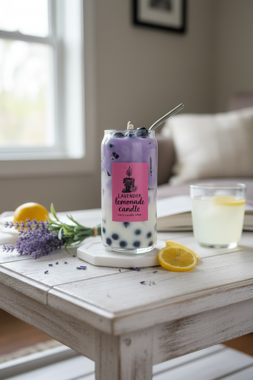 Lavender Lemonade Boba Candle