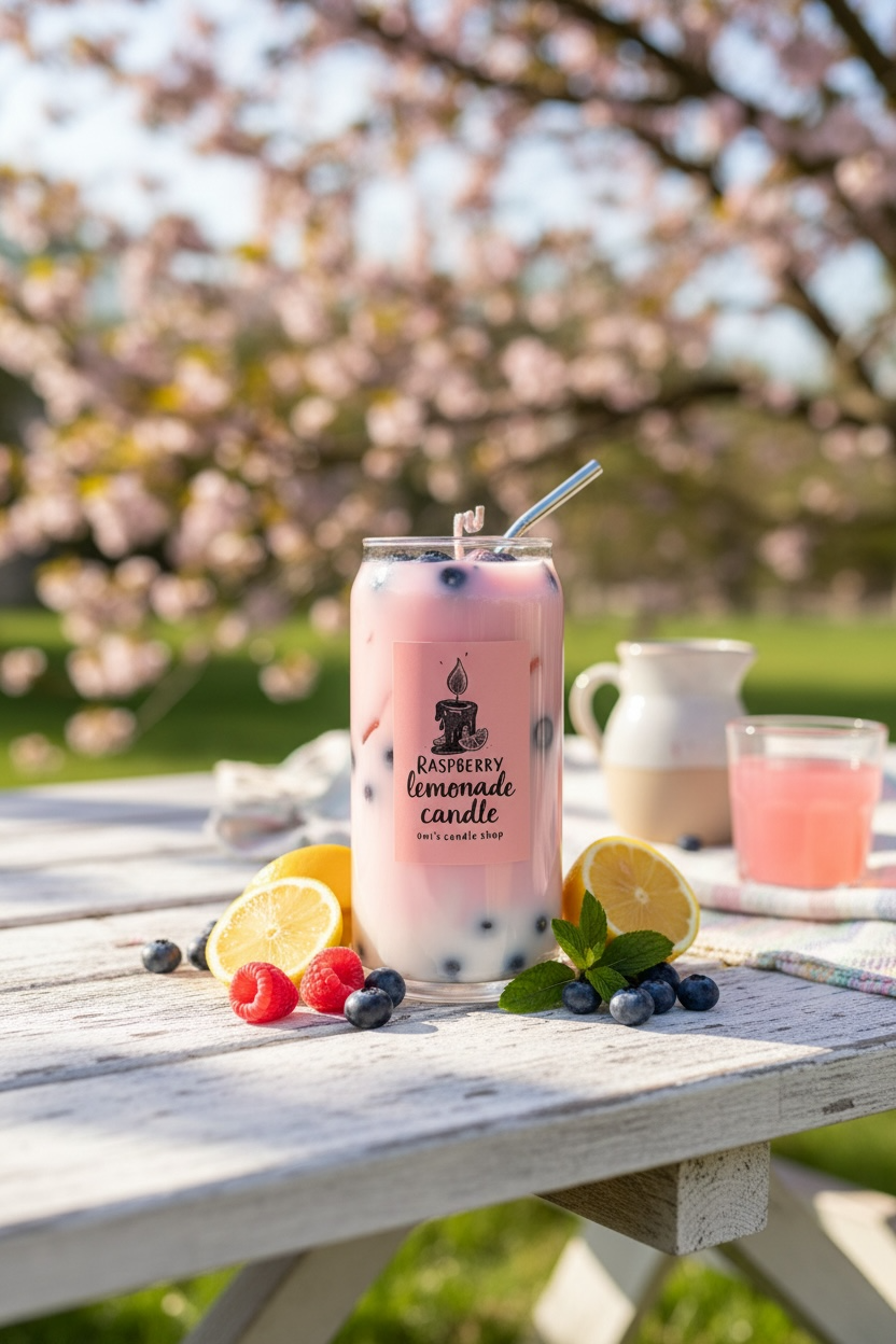 Raspberry Lemonade Boba Candle