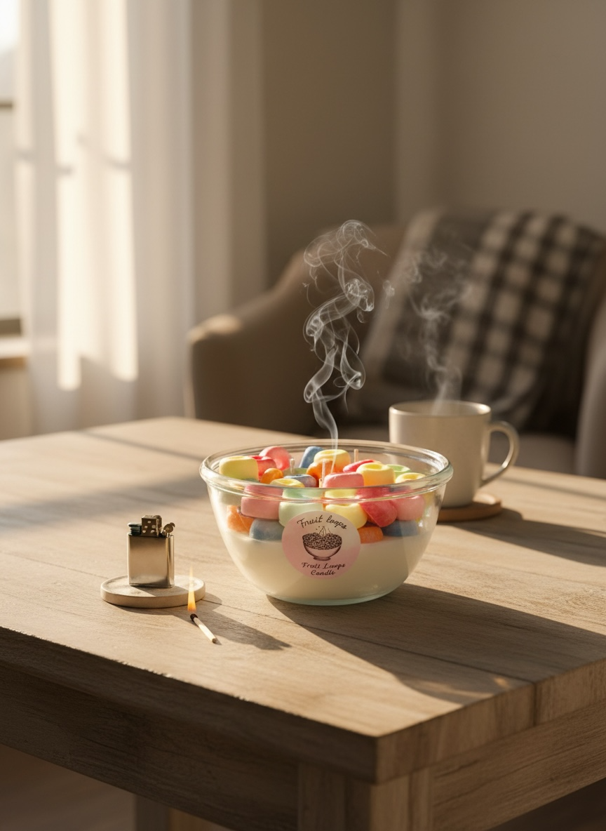 Fruit loops cereal candle