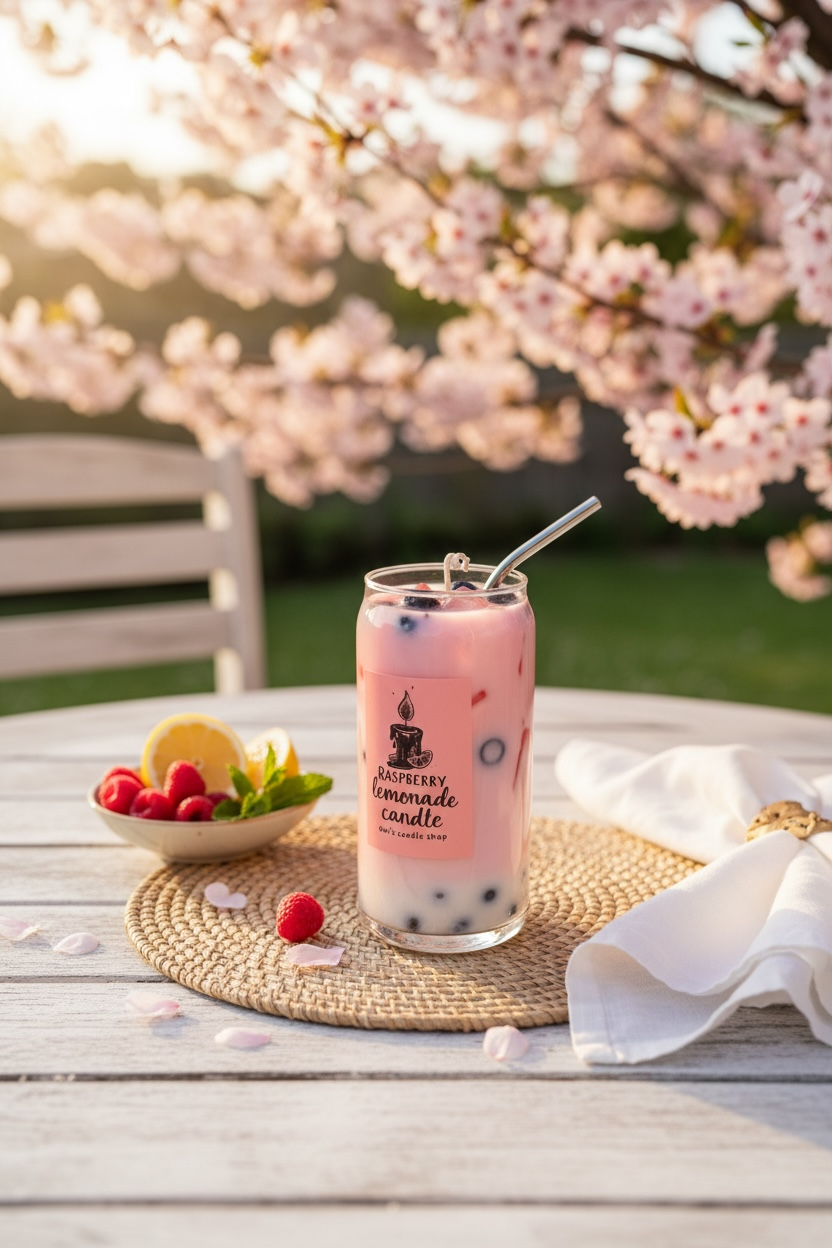 Raspberry Lemonade Boba Candle