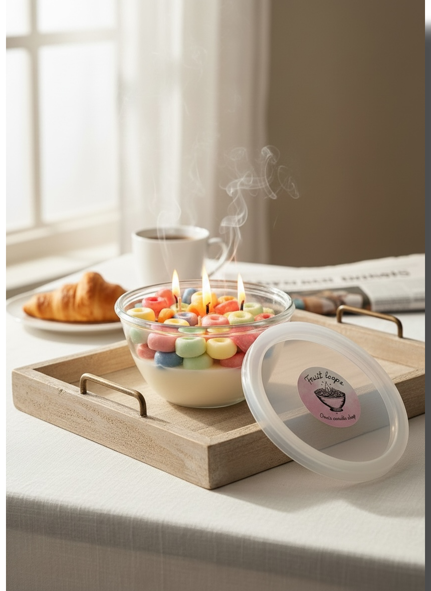 Fruit loops cereal candle