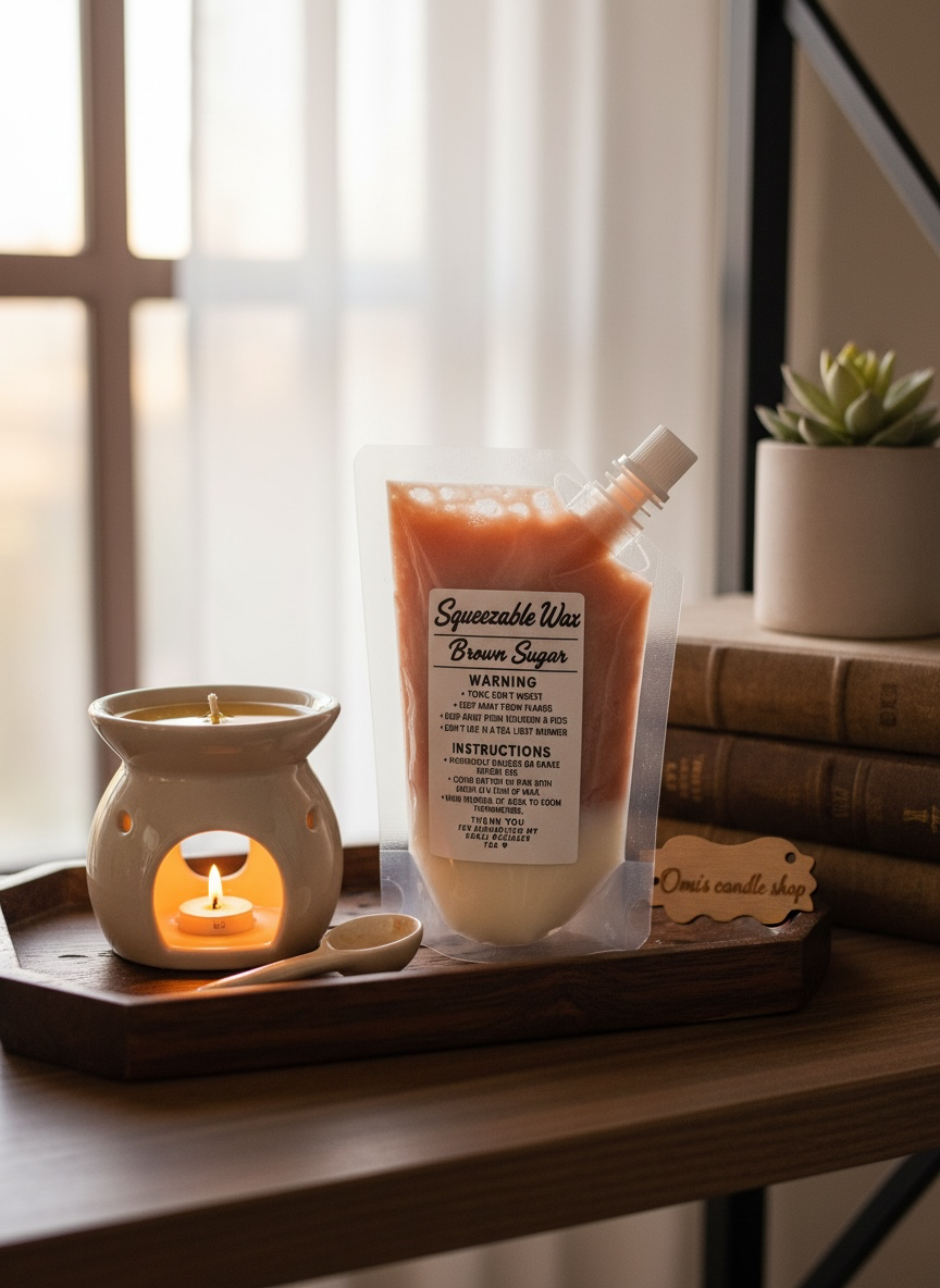 Omi's Candle Shop Squeezable Wax Melt - Coffee Bean Sandle wood Vanilla, Black Ice, Brown Sugar, Mahogany teakwood - Perfect for Home - AromaTherapy