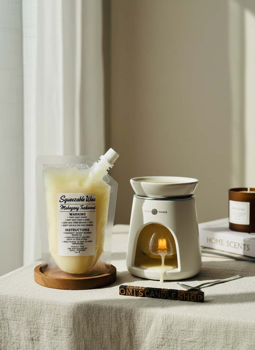 Omi's Candle Shop Squeezable Wax Melt - Coffee Bean Sandle wood Vanilla, Black Ice, Brown Sugar, Mahogany teakwood - Perfect for Home - AromaTherapy