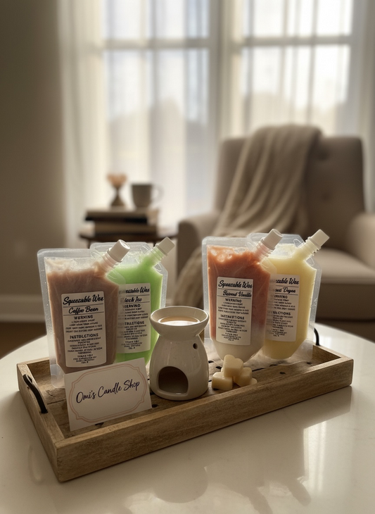 Omi's Candle Shop Squeezable Wax Melt - Coffee Bean Sandle wood Vanilla, Black Ice, Brown Sugar, Mahogany teakwood - Perfect for Home - AromaTherapy
