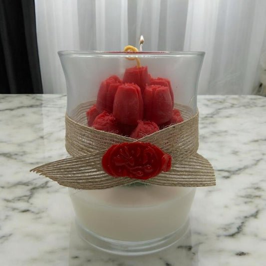 Rose Candle - Long Burn Time, Scented Like Roses, Decorative Design,