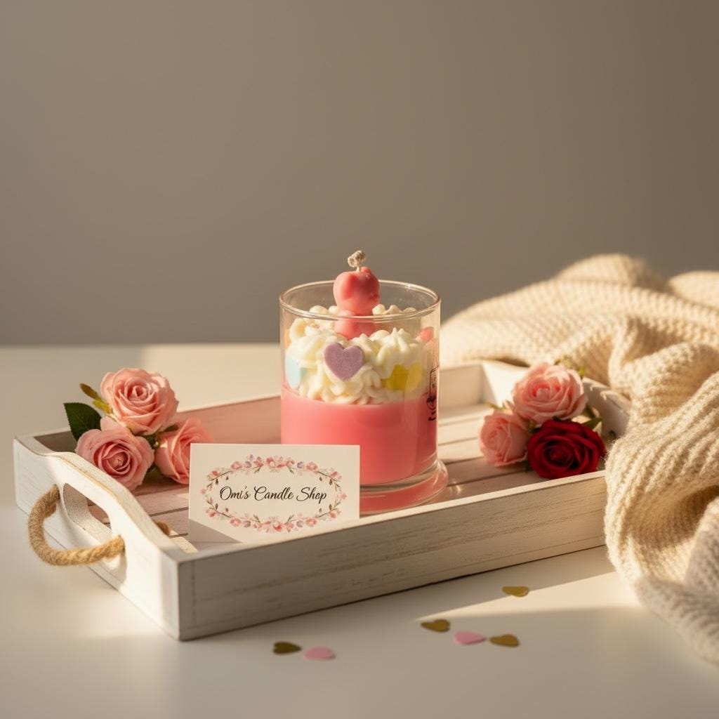 Omi's Candle Shop Be Mine Conversation Heart Candle