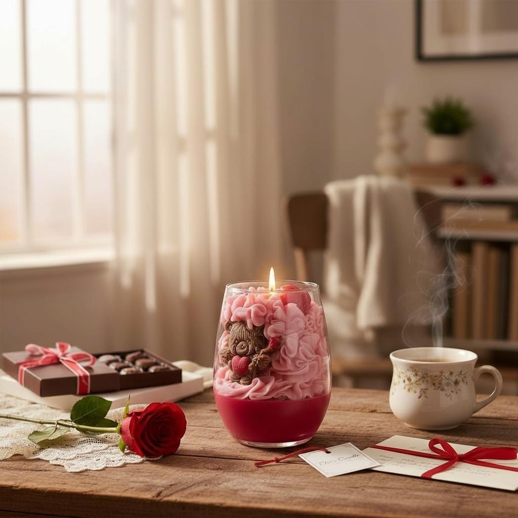 Valentine’s Day Candle "Beary much in love"