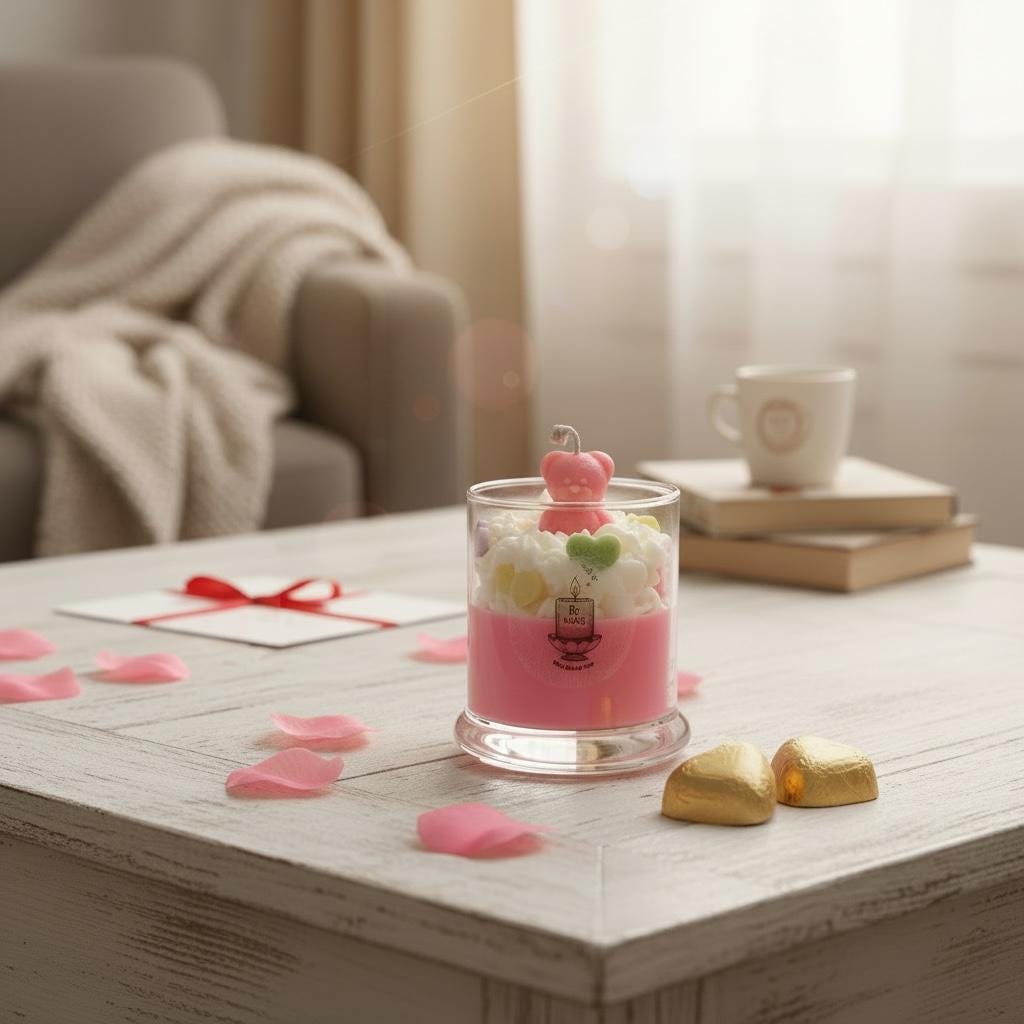 Omi's Candle Shop Be Mine Conversation Heart Candle