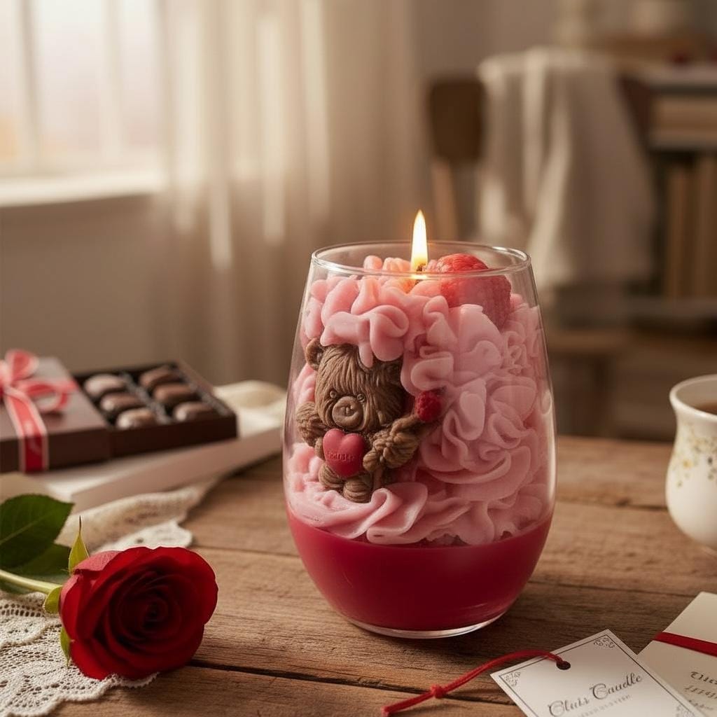 Valentine’s Day Candle "Beary much in love"